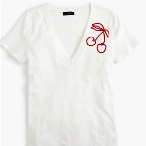 J Crew Embroidered Cherry Tee